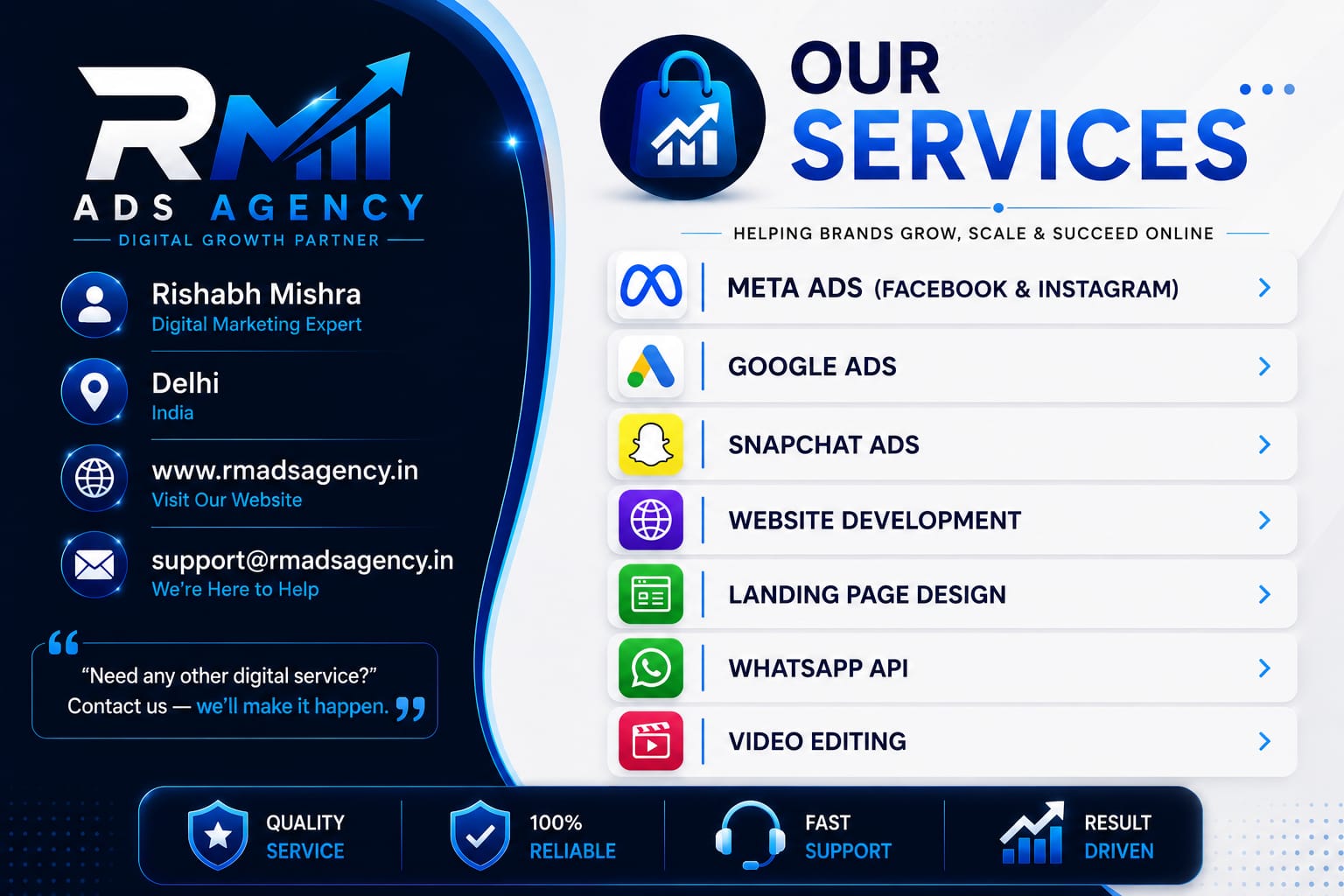 RM Ads Agency service card